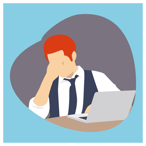 Estrés personas adulto masculino triste y problema vector de trabajo plantilla de ilustración - Vector, Imagen