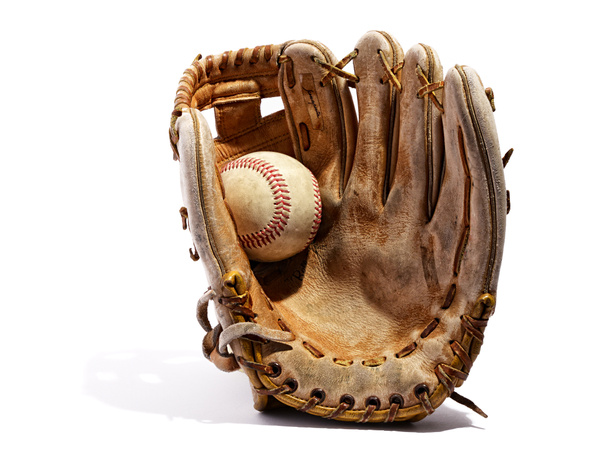 Vanha vuosikerta nahka baseball käsine
 - Valokuva, kuva