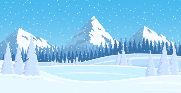 Christmas landscape background with snow and tree - Vector, Image