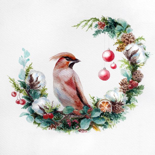 Watercolor illustration. Christmas card. Severestal. - Foto, immagini