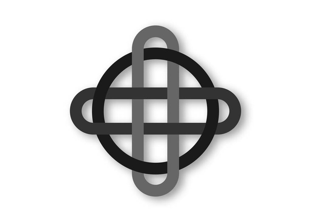 Кельтський вузол, логотип сплетених кіл, перекриті містичні елементи позначають векторне татуювання ізольоване, перехресне кельтське поняття, на білому тлі.  - Вектор, зображення