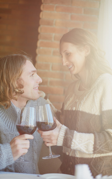 Couple toasting with red wine - Photo, Image
