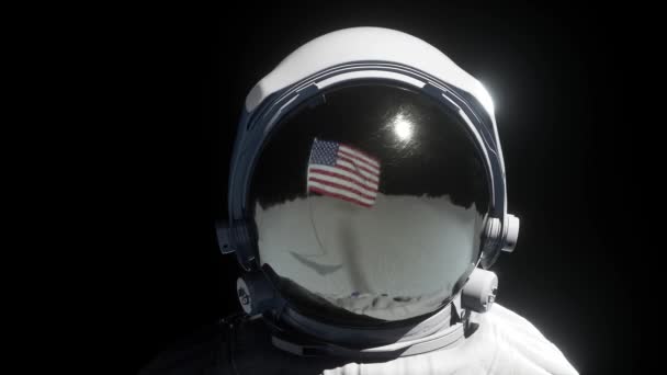 Astronot gezegenin yüzeyinde yürüyor. Geleceğin 3 boyutlu animasyonu. Bilim teması - Video, Çekim