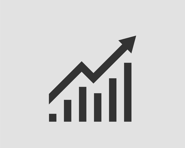 Increase profit icon. Growing bar graph vector. - Vetor, Imagem