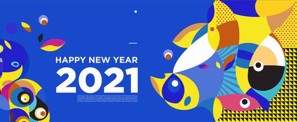 Happy new year 2021 Greeting card banner colorful background for celebration - Vector, Image