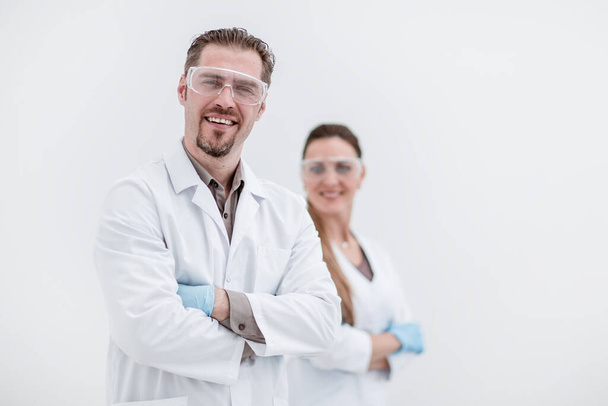 portrait of two successful researchers standing together - Фото, изображение