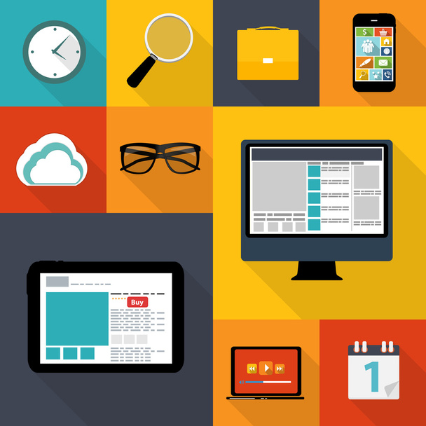 Modern Flat Icon Set for Web and Mobile Application in Stylish C - Διάνυσμα, εικόνα
