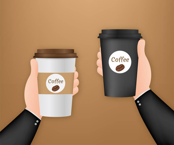 Disposable coffee cup in hand. Vector stock illustration - Vector, Image
