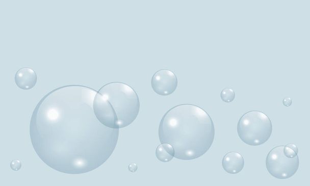 Sada bublin na mýdlové vodě. Vektorová ilustrace. - Vektor, obrázek