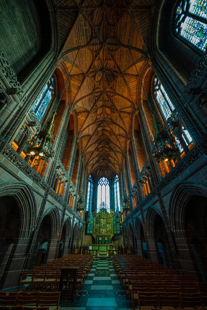 Liverpool Anglican Cathedral historická architektura detailní pohled v Anglii, Velká Británie - Fotografie, Obrázek