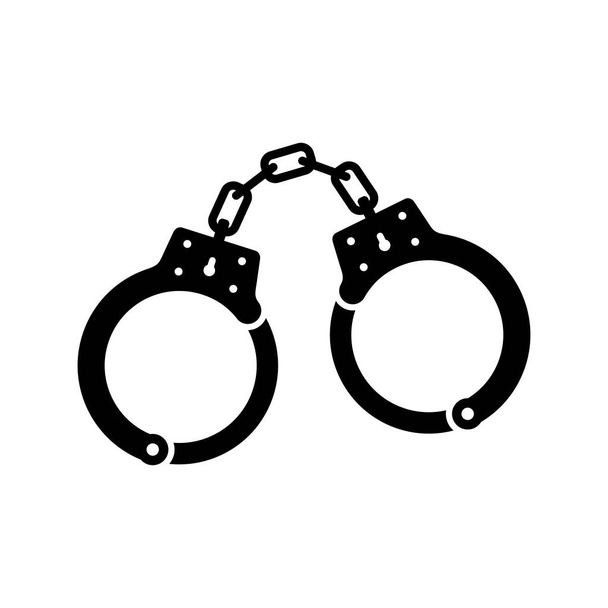 Handcuffs icon for detaining criminals isolated on white background. Outfit of a policeman. Element of police and prison icon of arrest of offender. Restriction of freedom. Shackles for the hand - Vector, Image