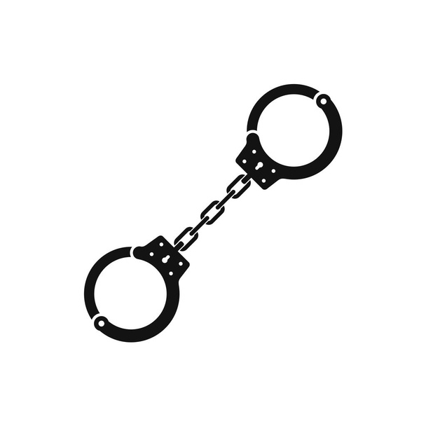 Handcuffs icon for detaining criminals isolated on white background. Outfit of a policeman. Element of police and prison icon of arrest of offender. Restriction of freedom. Shackles for the hand - Vector, Image