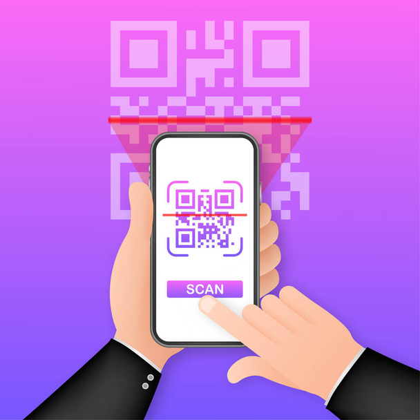 Scan QR code to Mobile Phone. Electronic, digital technology, barcode. Vector stock illustration - Vector, Image