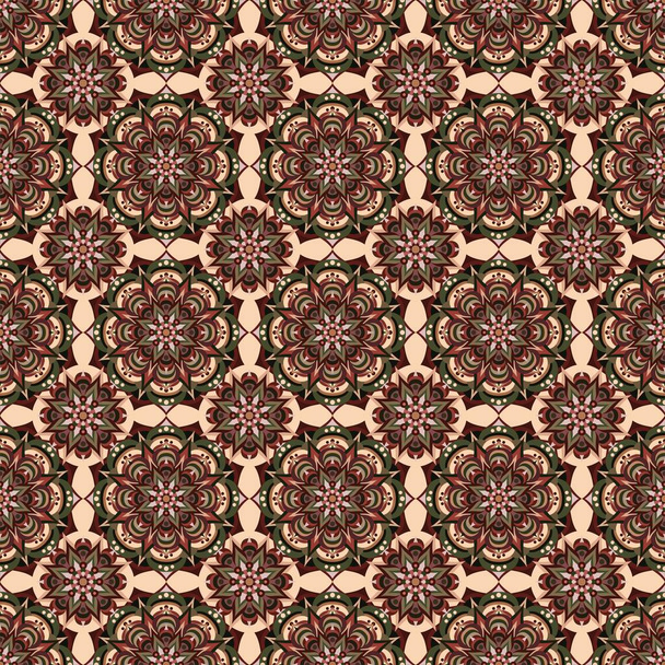 seamless bright pattern with ethnic flowers - Vector, Imagen