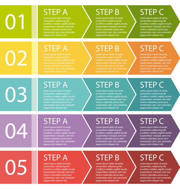 Flat design. Process arrows boxes set. Step by step. - Vector, afbeelding