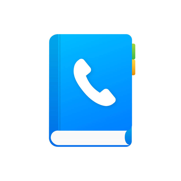 Blaues Telefonbuch auf weißem Hintergrund. Telefon-Symbol, Telefon-Symbol. Unterstützen Sie Service-Symbol. Vektoraktiendarstellung - Vektor, Bild