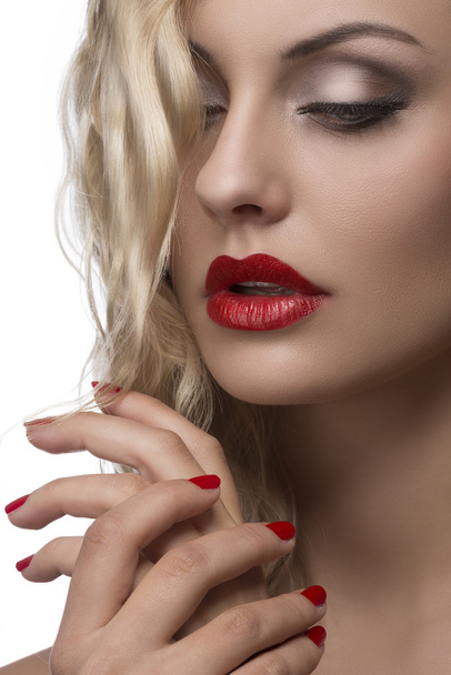 woman with red make-up  - Valokuva, kuva