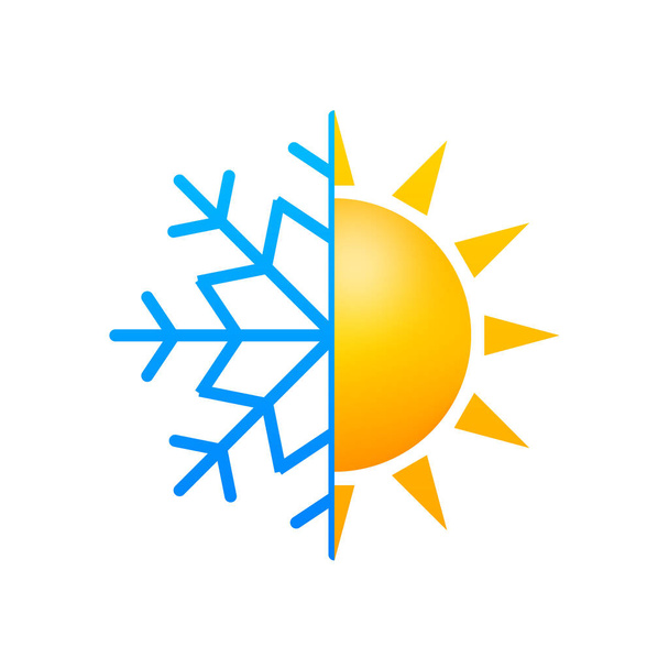 Climate change. Symbol of sun and snowflake. Vector stock illustration - Vector, Image