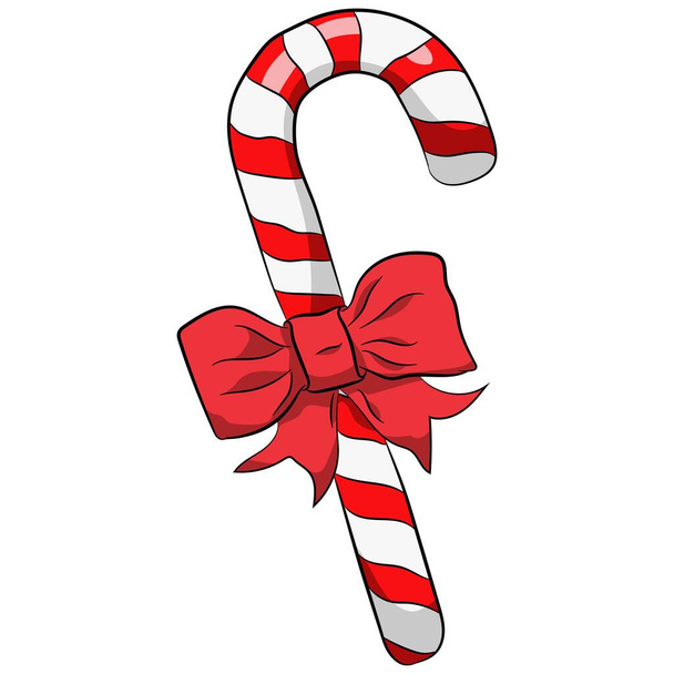 Vector illustration of an isolated Christmas cane on a white background. Simple flat style. - Vector, Image
