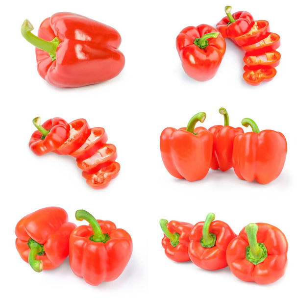 Kolekce papriky na bílém pozadí - Fotografie, Obrázek