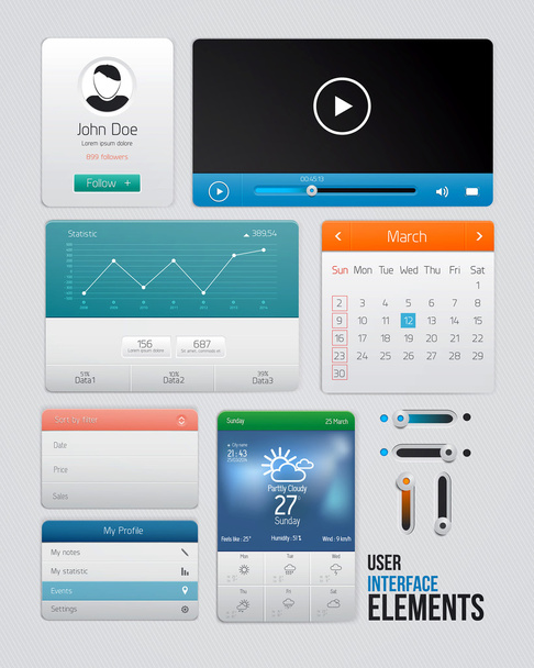 UI elements for web and mobile.Icons and buttons.Modern design.  - Vector, Image