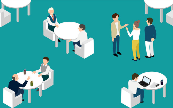 Illustration of a spacious coworking space isometric - Vector, Image