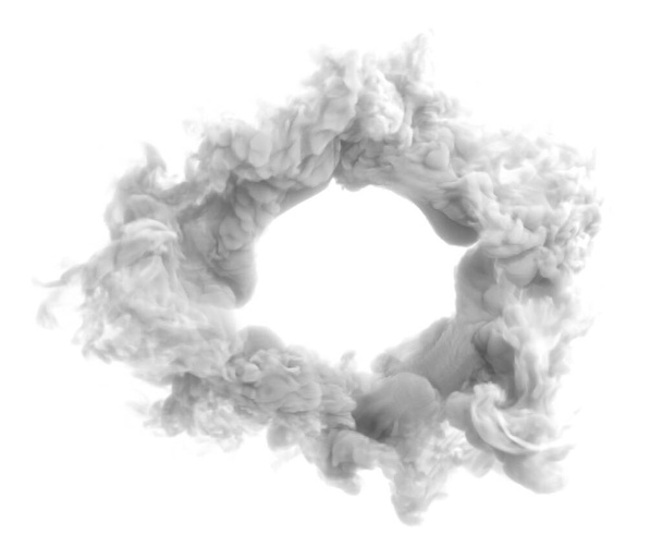 Circle made of white smoke close-up on a white background. - Photo, image