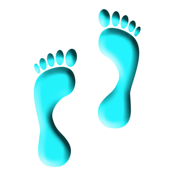 Blauwe voetafdrukken tegen een witte achtergrond - Foto, afbeelding