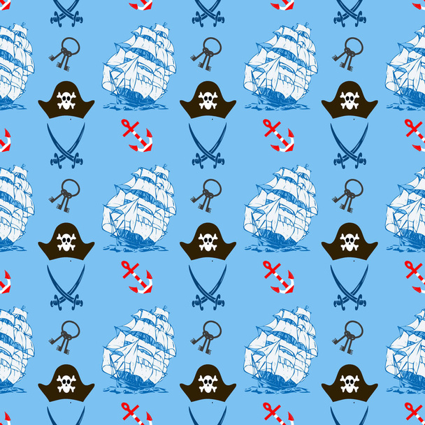Navire avec voiles blanches sur fond bleu - Photo, image