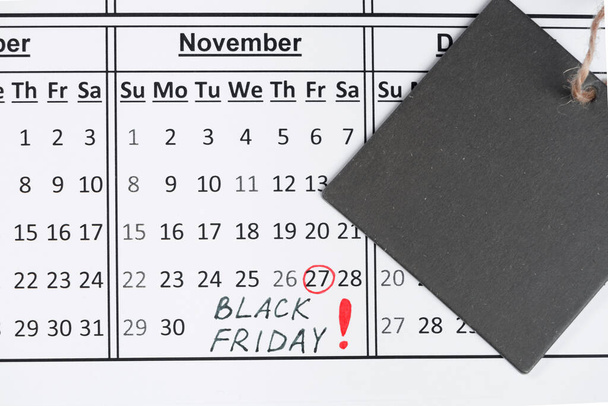 Calendario recordatorio de la venta. Concepto Viernes Negro 27 de noviembre. - Foto, imagen