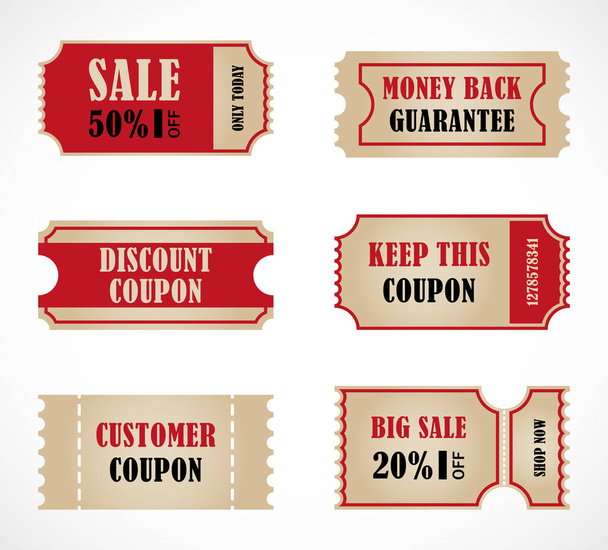 Vector stickers, price tag, banner, label. Coupon sale, offers and promotions vector template. - Vector, afbeelding