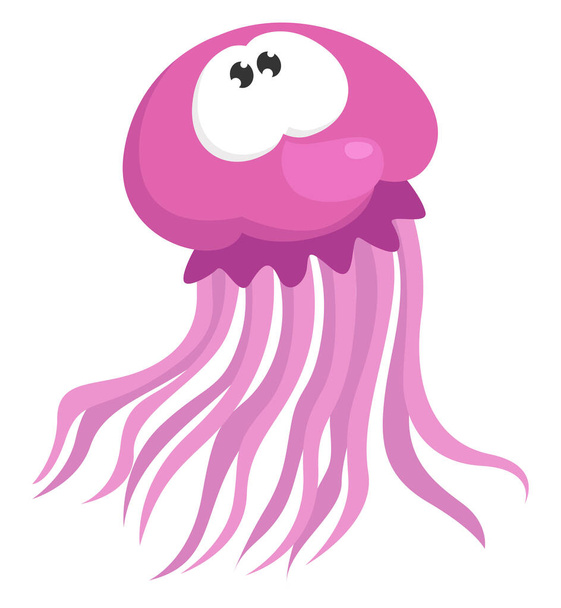 Pink jellyfish ,illustration,vector on white background - Vector, Image