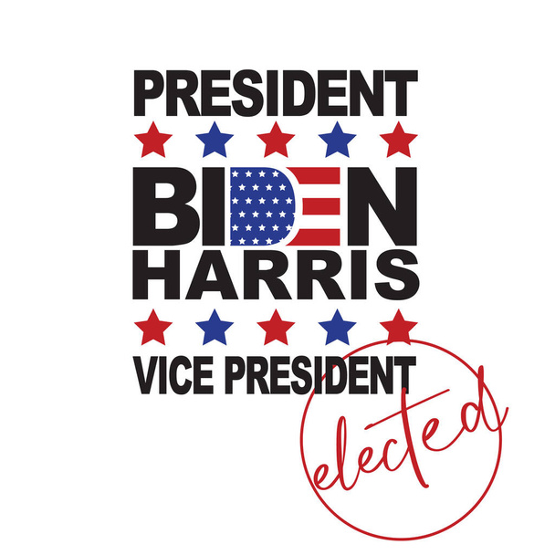 Biden Harris seçilmiş başkan. Amerika Birleşik Devletleri Başkanlık Seçimi vektör grunge stili tasarladı. Poster tasarım şablonu. Joe Biden ve Kamala Harris mektup yazıyor. Amerikan bayrağı . - Vektör, Görsel