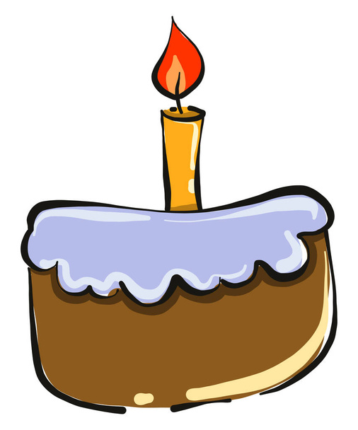 Small cake with candle , illustration, vector on white background - Vettoriali, immagini
