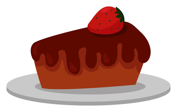 Strawberry cake, illustration, vector on white background - Vektori, kuva