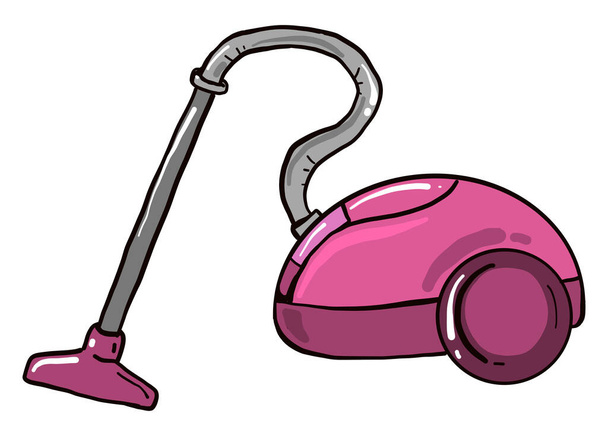 Pink vacuum cleaner, illustration, vector on white background - Vector, Image