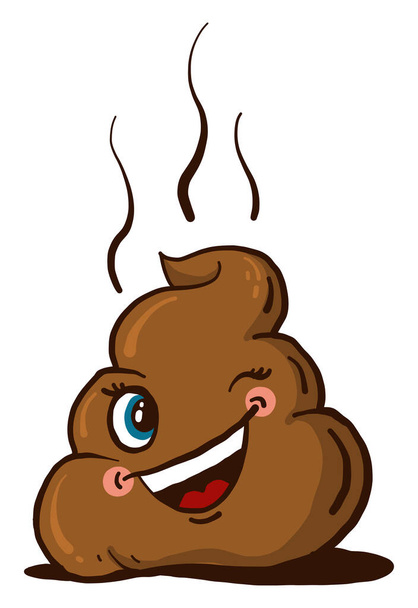 Winking poop ,illustration, vector on white background - Vector, Image