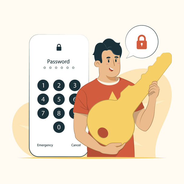 Illustrazione del concetto di password per banner, poster, sito Web, ecc. - Vettoriali, immagini