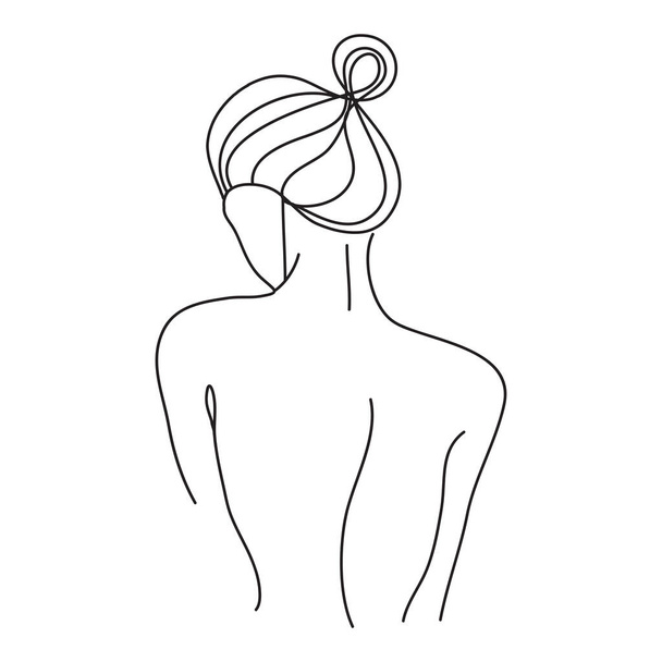 Ручной рисунок или эскиз заднего вида женщины - Вектор,изображение