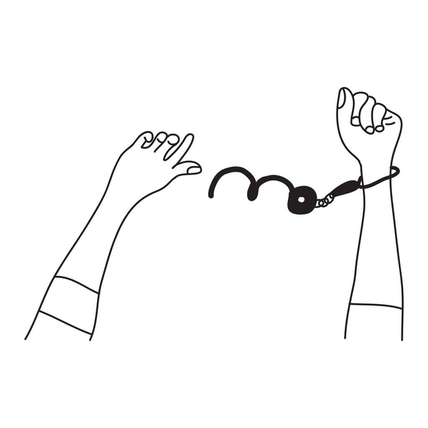 Ilustración dibujada a mano de la libertad de las mujeres de la violencia - Vector, imagen