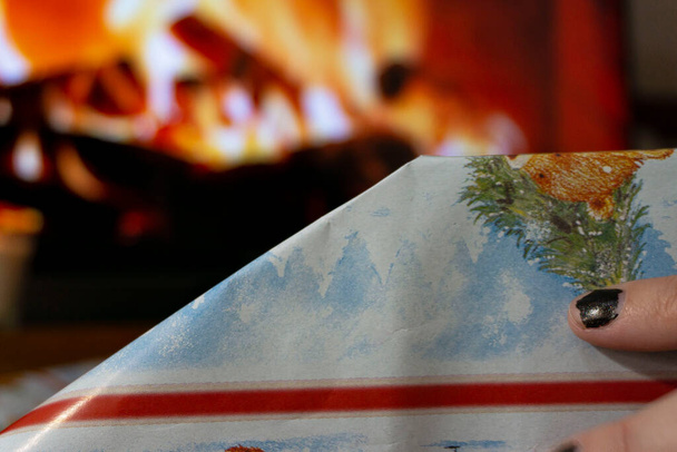 wrapping a christmas present - Photo, Image