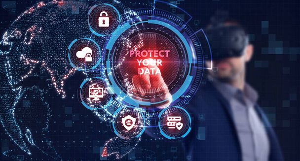 Концепция конфиденциальности бизнес-технологий защиты данных кибербезопасности. Защита данных  - Фото, изображение