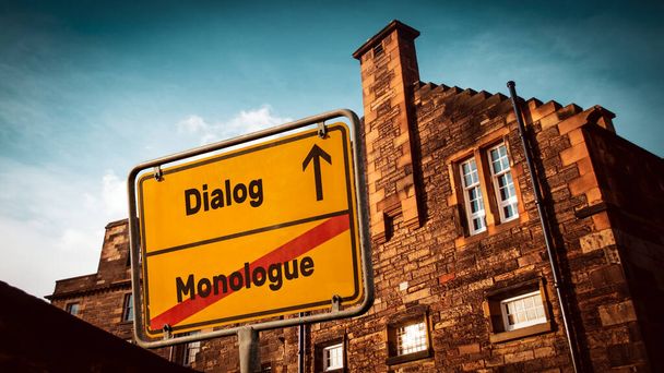 Street allekirjoittaa suunta tapa dialogi vs. monologi
 - Valokuva, kuva