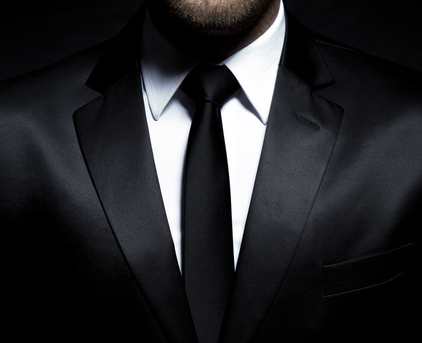 Beyefendi siyah takım elbise ve kravat - Fotoğraf, Görsel