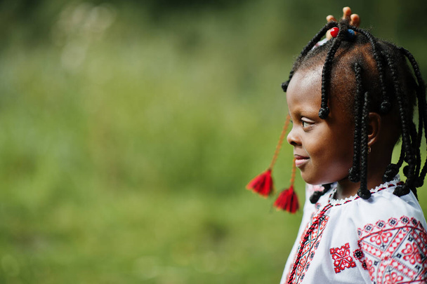 Portrait of african girl kid in traditional clothes at park.  - Foto, Imagem