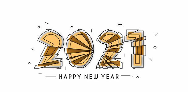 Happy New Year 2021 Text Typography Design Patter, Vector illustration. - Vector, Image