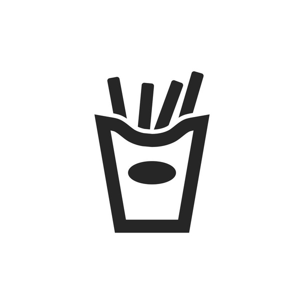 French fries icon in thick outline style. Black and white monochrome vector illustration. - Vector, Image