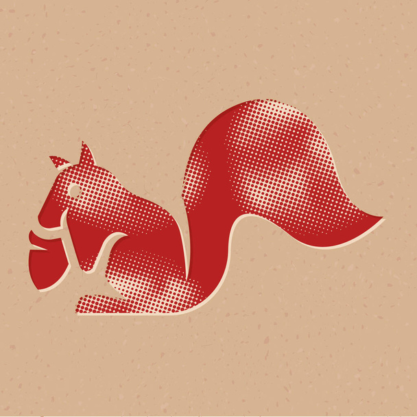 Squirrel icon in halftone style. Grunge background vector illustration. - Vector, Image