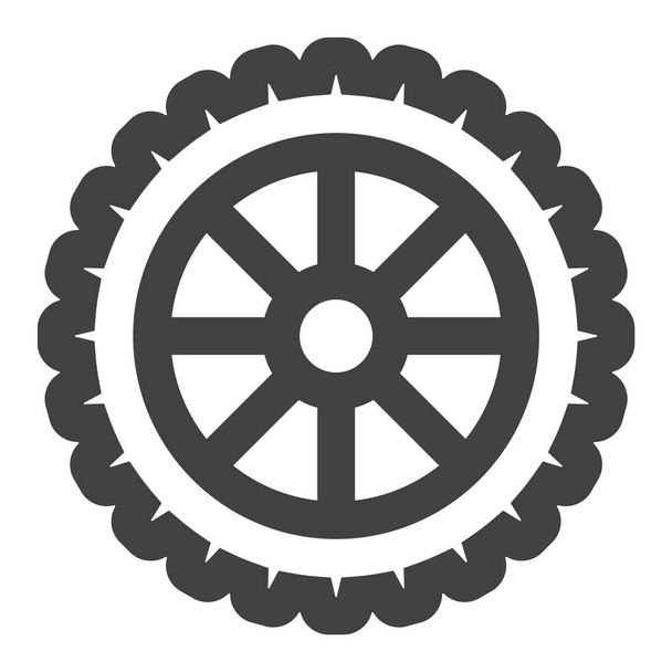 Motorkerékpár gumiabroncs ikon vastag vázlatos stílusban. Fekete-fehér monokróm vektor illusztráció. - Vektor, kép