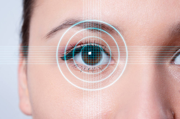 Biometrics concept. facial recognition system. face recognition. iris recognition. - Foto, afbeelding